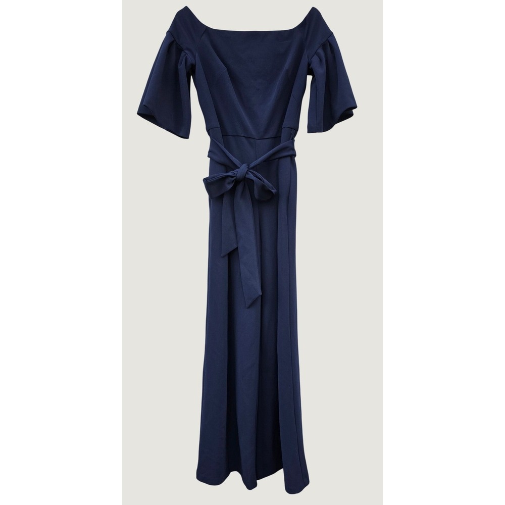 Lauren Ralph Lauren Navy Off The Shoulder Wide Leg Jumpsuit Bell Sleeve Size 8
